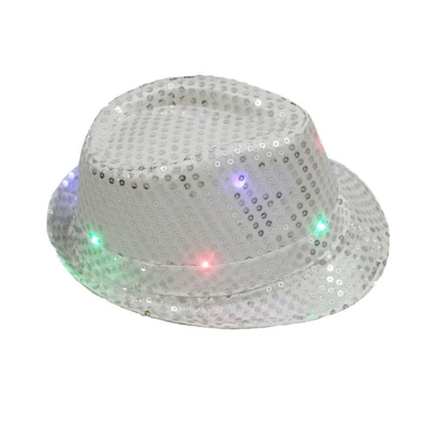 New Flashing Light Up Led Fedora Trilby Sequin Fancy Dress Dance Party Hat New Flashing Light Up Led Fedora Trilby Sequin Fancy Dress Dance Party Hat